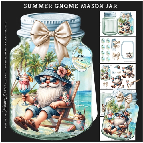 Summer Gnome Mason Jar Shaped Mini Page Kit