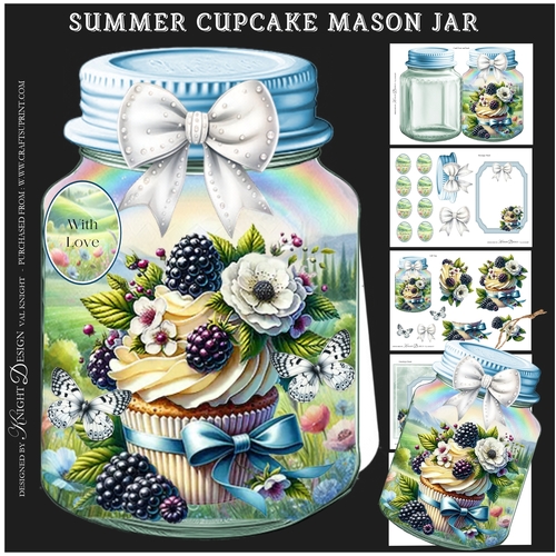 Summer Cupcake Mason Jar Shaped Mini Page Kit