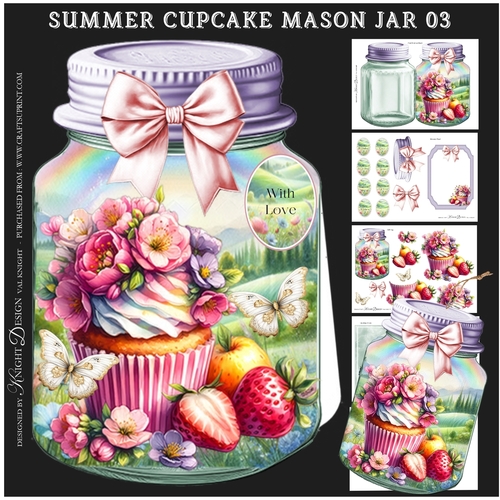 Summer Cupcake Mason Jar 03 Shaped Mini Page Kit