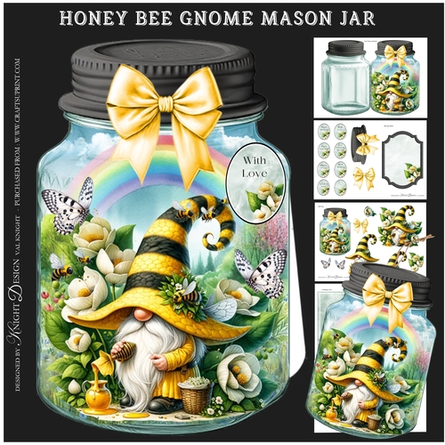 Honey Bee Gnome Mason Jar Mini Page Kit