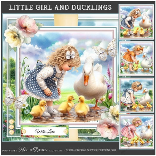 Little Girl And Ducklings Mini Page Kit