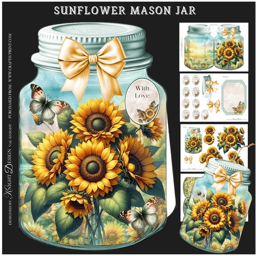 Sunflower Mason Jar Mini Page Kit
