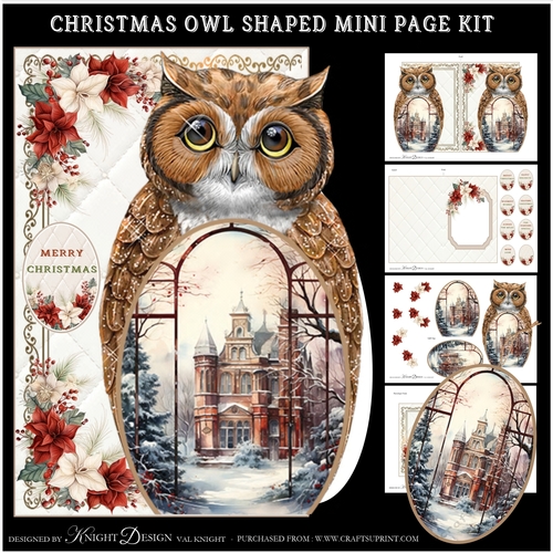 Christmas Owl Shaped Mini Page Kit