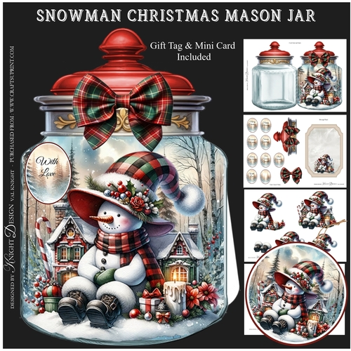 Snowman Christmas Mason Jar Mini Page Kit