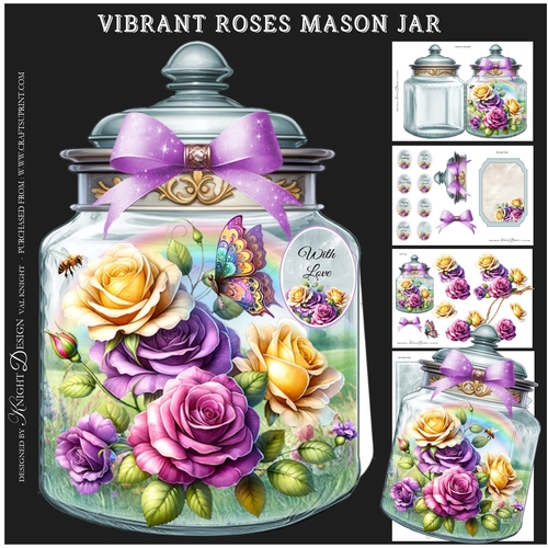 Vibrant Roses Mason Jar Mini Page Kit