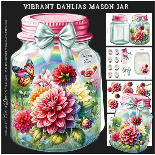 Vibrant Dahlias Mason Jar Mini Page Kit