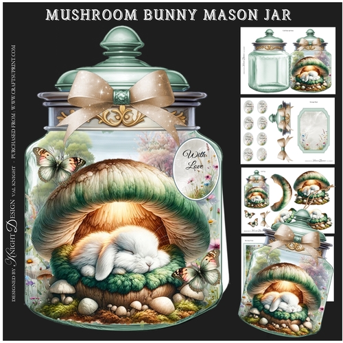 Mushroom Bunny Mason Jar Mini Page Kit