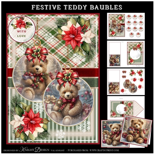 Festive Teddy Baubles Mini Page Kit