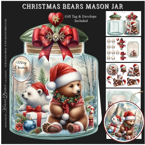 Christmas Bears Mason Jar Mini Page Kit