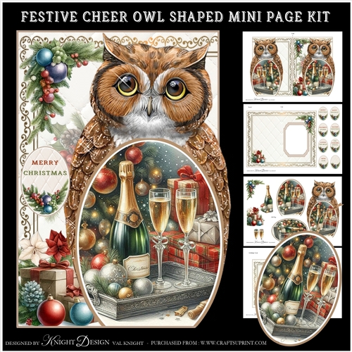 Festive Cheer Owl Shaped Mini Page Kit