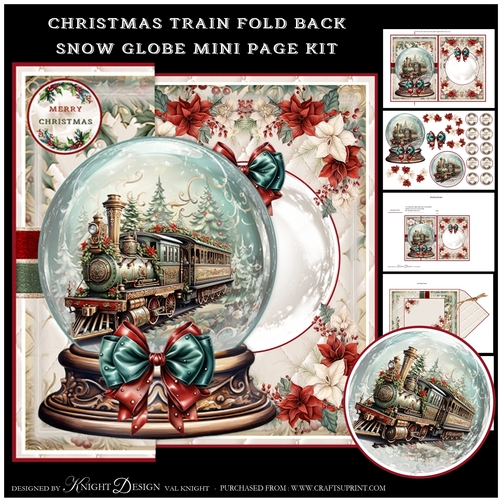 Christmas Train Fold Back Snow Globe Mini Page Kit