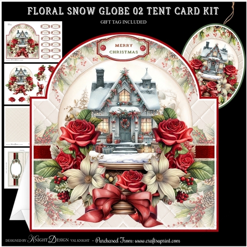 Floral Snow Globe 02 Tent Card Kit