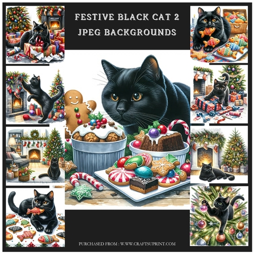 Festive Black Cat 2 Backgrounds