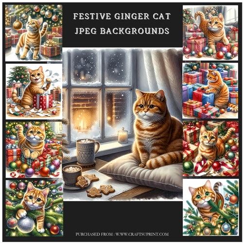 Festive Ginger Cat Backgrounds