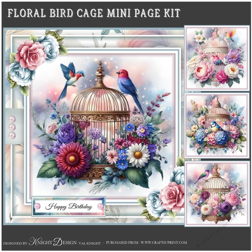 Floral Bird Cage Mini Page Kit