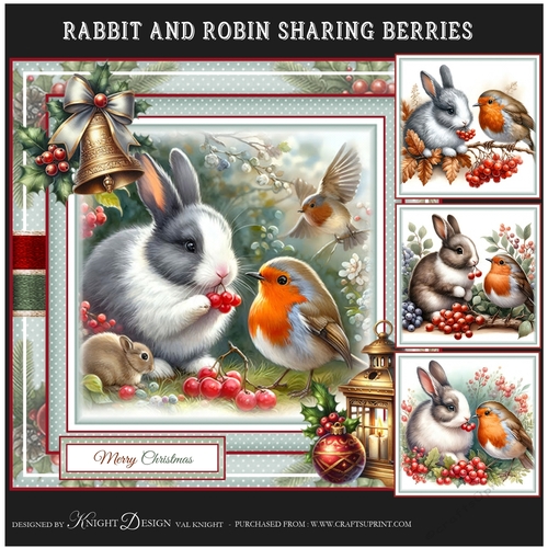 Rabbit And Robin Sharing Berries Mini Page Kit