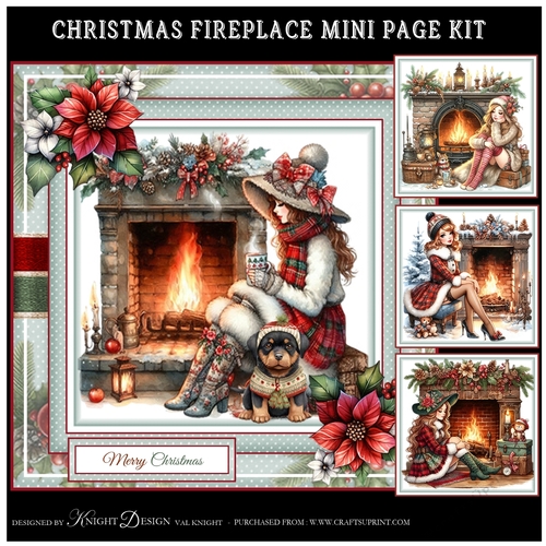 Christmas Fireplace Mini Page Kit