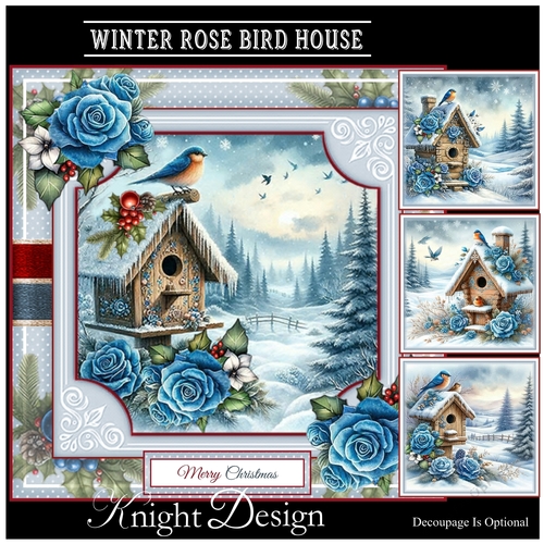 Winter Rose Bird House Mini Page Kit