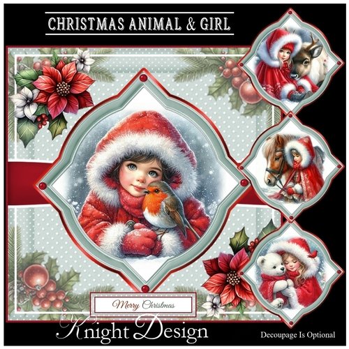 Christmas Animal & Girl Mini Page Kit