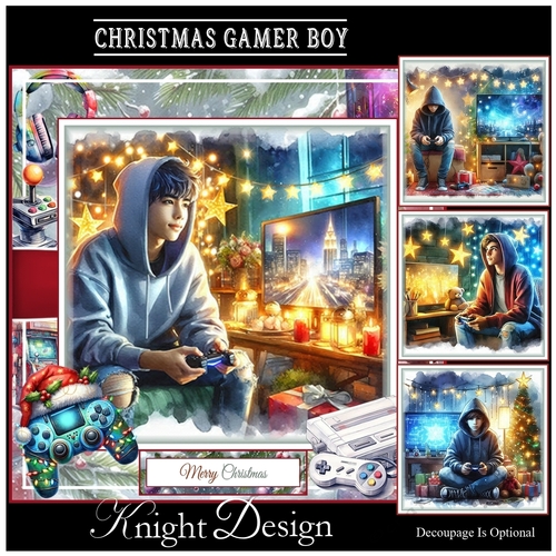 Christmas Gamer Boy Mini Page Kit