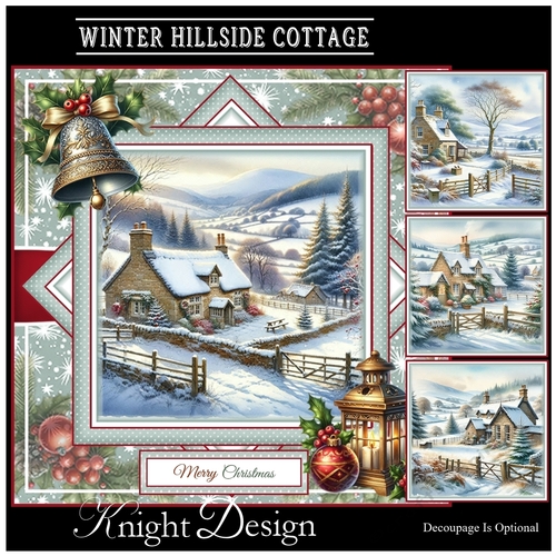 Winter Hillside Cottage Mini Page Kit
