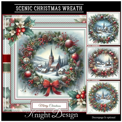 Scenic Christmas Wreath Mini Page Kit