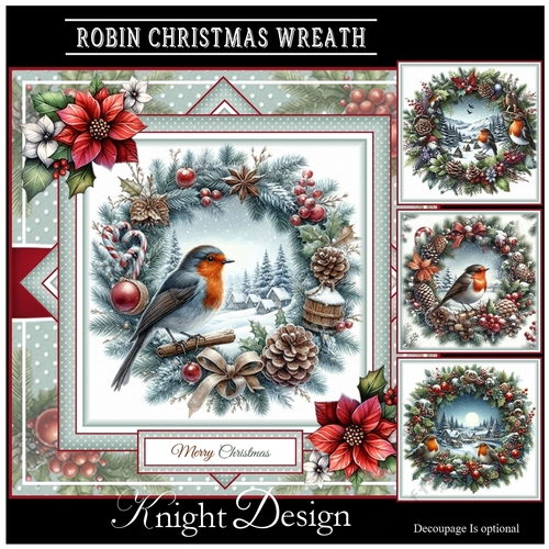Robin Christmas Wreath Mini Page Kit