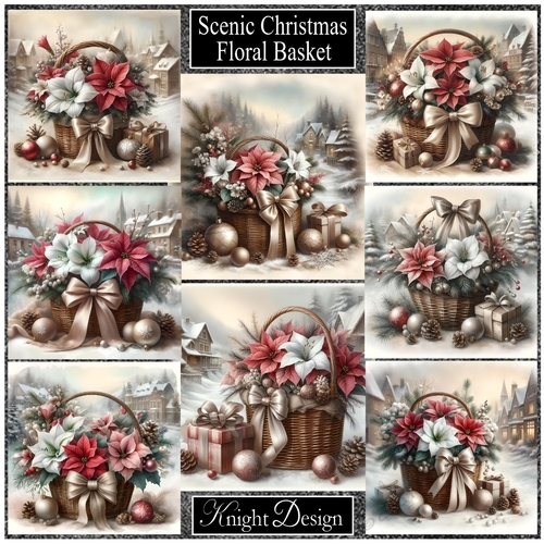 Scenic Christmas Floral Basket