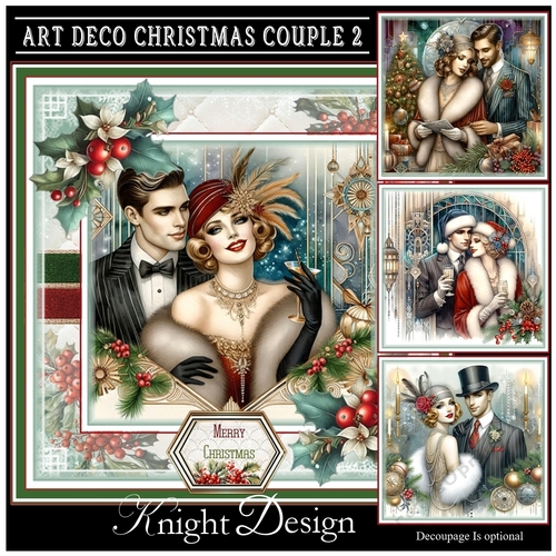 Art Deco Christmas Couple 2 Mini Page Kit - Request