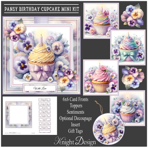 cup1379080_58488 - Pansy Birthday Cupcake Mini Kit