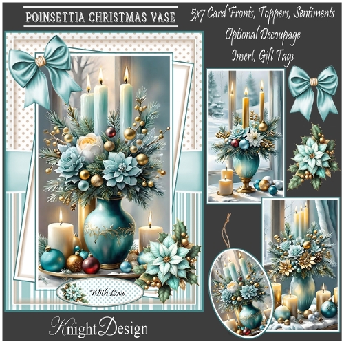 Poinsettia Christmas Mini Kit With Set Of 3 Card Fronts