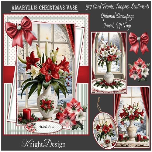 Amaryllis Christmas Vase Mini Kit Set Of 3 Card Fronts