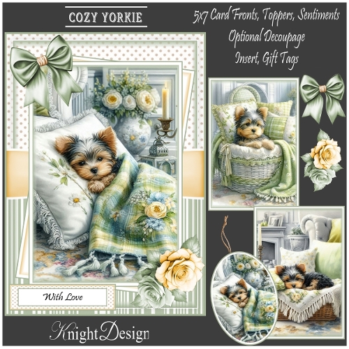 Cozy Yorkie Mini Kit - Set Of 3 Card Fronts