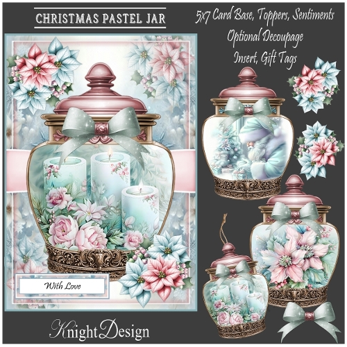 Christmas Pastel Jar With 3 Toppers - Makes 3 Cards