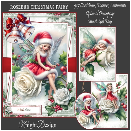 Rosebud Christmas Fairy Mini Kit With 3 Toppers, Makes 3 Cards