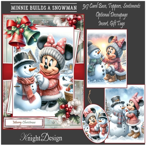 Minnie Builds A Snowman With 3 Toppers - Makes 3 Cards