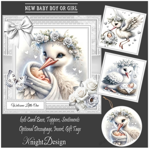 cup1385728_58488 - Baby Boy Or Girl  With 2 FREE Toppers Makes 3 Cards