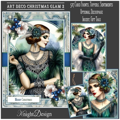 Art Deco Christmas Glam 2 With Set Of 3 Card Fronts