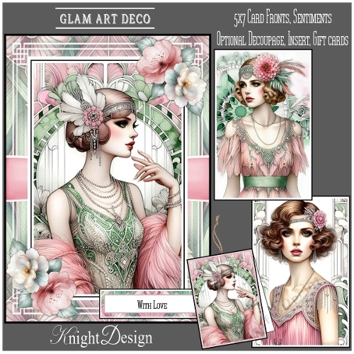 Glam Art Deco With Set Of 3 Card Fronts