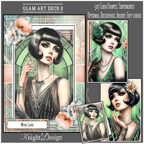 Glam Art Deco 2 With Set Of 3 Card Fronts