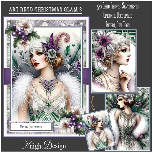 Art Deco Christmas Glam 3 With Set Of 3 Card Fronts