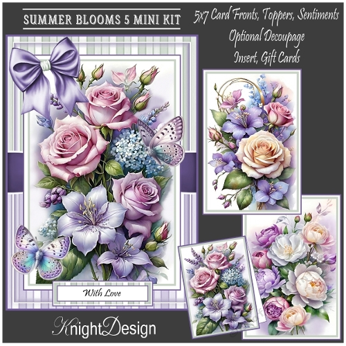 Summer Blooms 5 With Set Of 3 Card Fronts