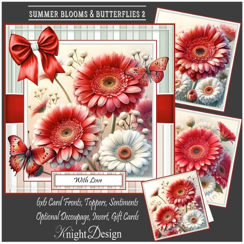 Summer Blooms & Butterflies 2 With Set Of 3 Card Fronts 