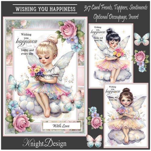 Wishing You Happiness With Set Of 3 Card Fronts