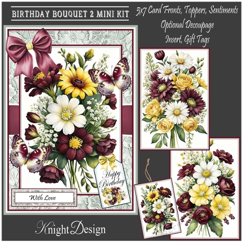 Birthday Bouquet 2 With Set Of 3 Card Fronts