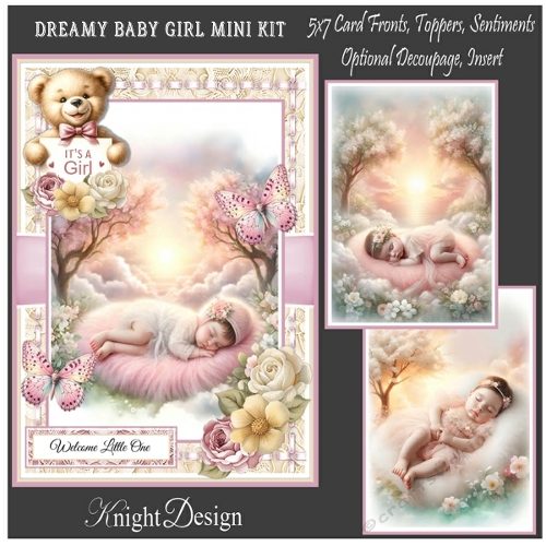 Dreamy Baby Girl With Set Of 3 Card Fronts