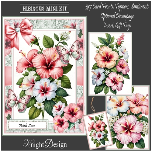 Beautiful Hibiscus With Set Of 3 Card Fronts