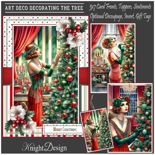 Art Deco Decorating The Tree With Set Of 3 Card Fronts