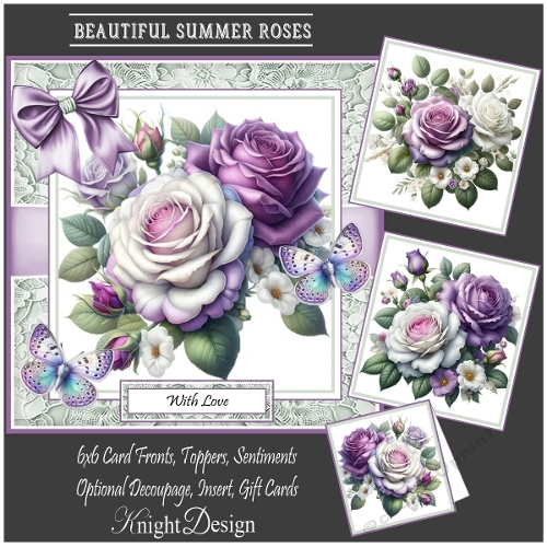 Beautiful Summer Roses With Set Of 3 Card Fronts