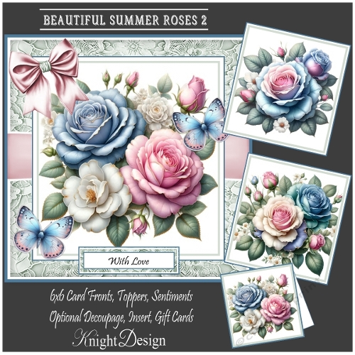 Beautiful Summer Roses 2 With Set Of 3 Card Fronts 